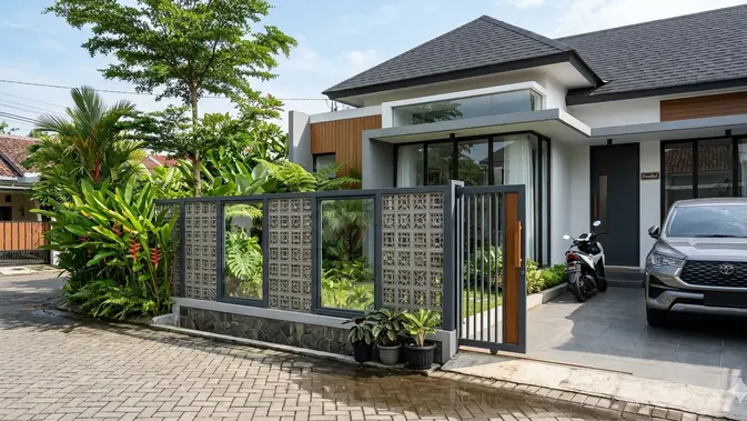 pagar roster - ilustrasi berita 7 Ide Kombinasi Pagar Roster dan Kaca untuk Rumah Modern, Maksimalkan Sirkulasi Udara