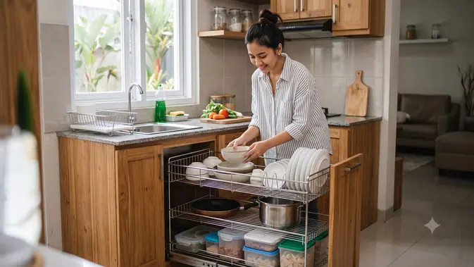 rak piring tarik 8 Inspirasi Dapur dengan Rak Piring Tarik, Rahasia Kitchen… rak piring tarik - ilustrasi berita 8 Inspirasi Dapur dengan Rak Piring Tarik, Rahasia Kitchen Set Rapi